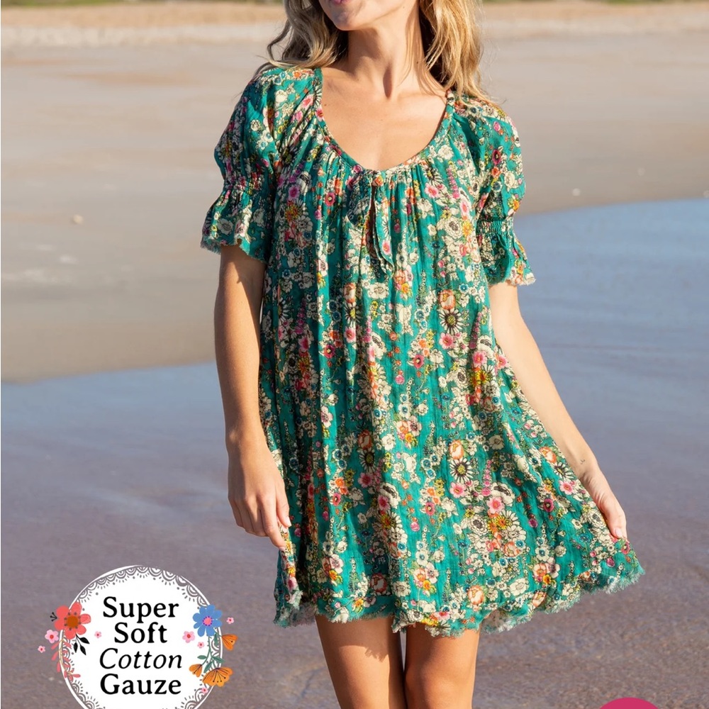 SOLD Natural Life Sienna Cotton Gauze Mini Dress in Purple